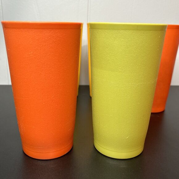 Vintage Tupperware Tumblers Cups 873 - 12 oz. Harvest Colors Set of 5 Stackable - Picture 2 of 14